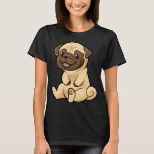 座っているパグ Tシャツ