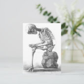 座っているヴィンテージ考えスケルトン ポストカード (スタンド正面)