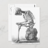 座っているヴィンテージ考えスケルトン ポストカード (正面/裏面)