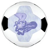 座っている人魚の青 サッカーボール (回転)