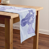 座っている人魚の青 ショートテーブルランナー (インサイチュ)