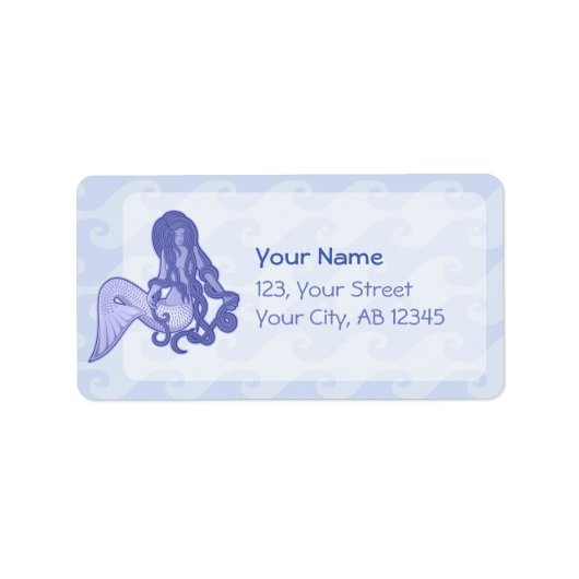 座っている人魚の青 ラベル (正面)