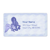 座っている人魚の青 ラベル (正面)