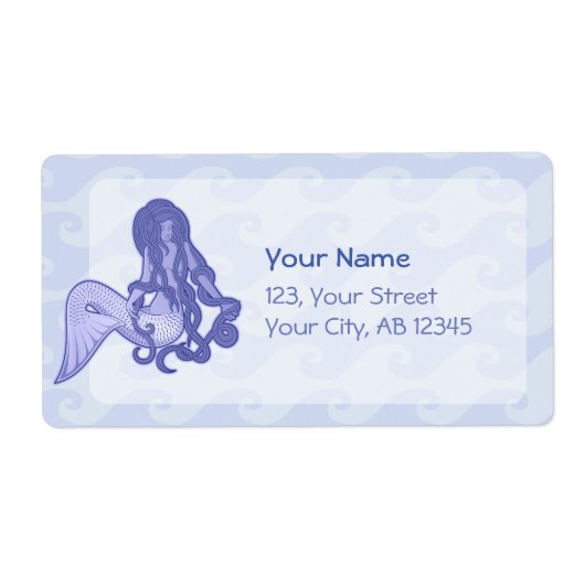 座っている人魚の青 ラベル (正面)