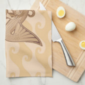 座っている人魚 キッチンタオル (四つ折り)