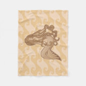 座っている人魚 フリースブランケット (正面)