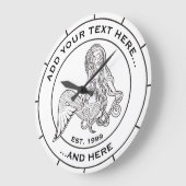 座っている人魚 ラージ壁時計 (傾斜)