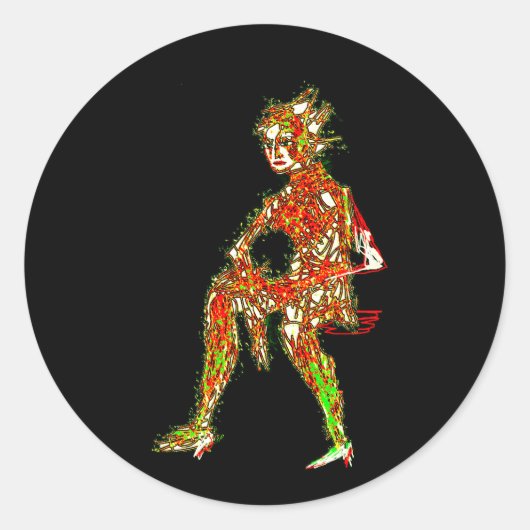 座っている女性 ラウンドシール (正面)