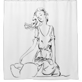 座っている妖精 シャワーカーテン (正面)