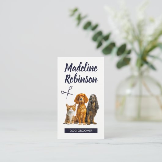 座っている犬 |動物のグルーミング 予約カード (スタンド正面)