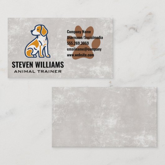 座っている犬 | 犬の足 名刺 (正面/裏面)