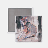 座っている狼2000 マグネット (正面/裏面)