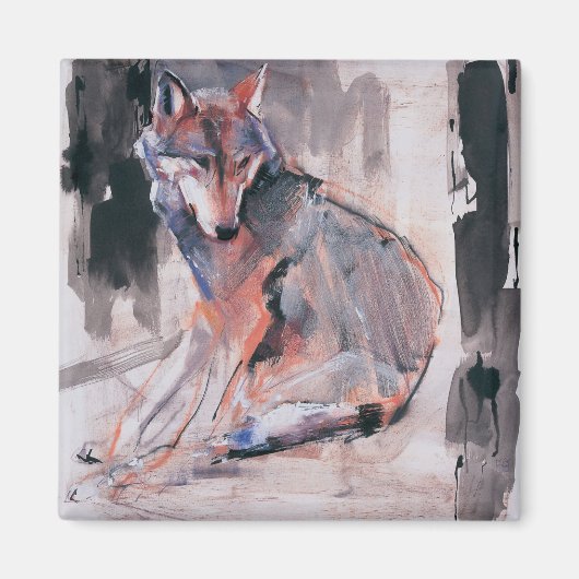 座っている狼2000 マグネット (正面)