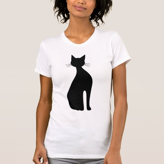 座っている猫のシルエット Tシャツ (正面)