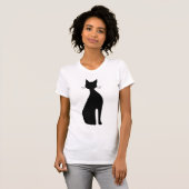 座っている猫のシルエット Tシャツ (正面フル)