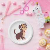 座っている茶色の子犬 かわいい幸せな犬 ペーパープレート (パーティー)