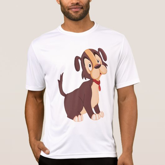座っている茶色の子犬 甘い幸せな犬 Tシャツ (正面)