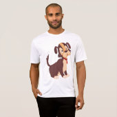 座っている茶色の子犬 甘い幸せな犬 Tシャツ (正面フル)