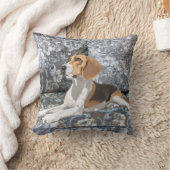 座っている豪華なビーグル犬 クッション (ブランケット)