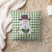 座っている雪だるまの枕 クッション (ブランケット)