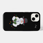 座っている雪だるま iPhoneケース (裏面横)