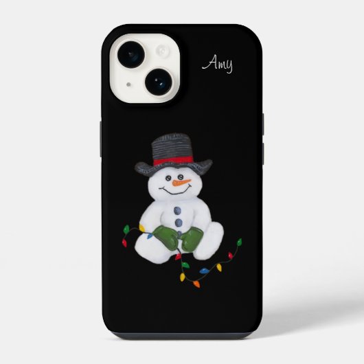 座っている雪だるま iPhoneケース (裏面)