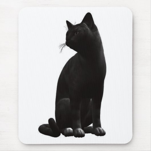 座っている黒猫のマウスパッド マウスパッド (正面)