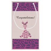 座ってピンクのお洒落キリン スモールペーパーバッグ (裏面)