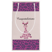 座ってピンクのお洒落キリン スモールペーパーバッグ (正面)