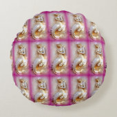 座って人魚ピンクのラウンド装飾用クッション ラウンドクッション (正面)