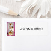 座って人魚ピンクの差出人住所ラベル ラベル (インサイチュ)