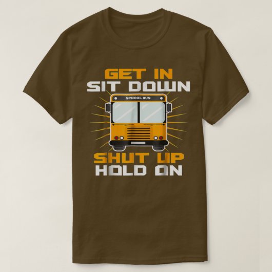 座って座ってスクールバスおもしろいdを待つ tシャツ (デザイン正面)