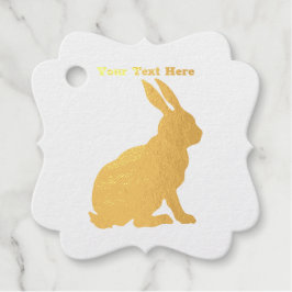 座って金箔うさぎ側プロファイル大きな耳 フェイバータグ