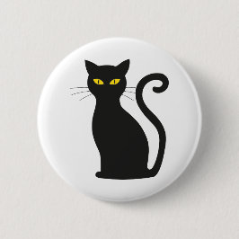 座って黒い猫の黄色い目 缶バッジ