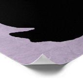 座って黒うさぎシルエット背の高い耳パープル ポスター (角)