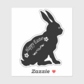 座って黒うさぎハッピーイースター白い花 シール (シート)