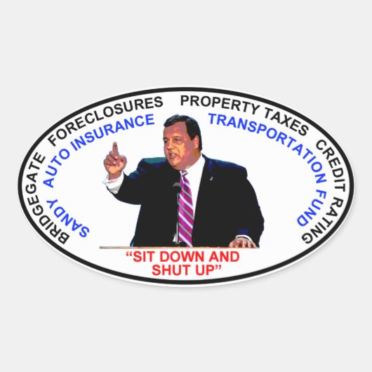 座って黙る 楕円形シール (正面)