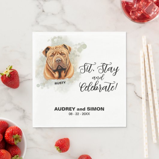 座って、ステイ祝&シャル中国のペイ結婚ズ スタンダードランチョンナプキン (インサイチュ)