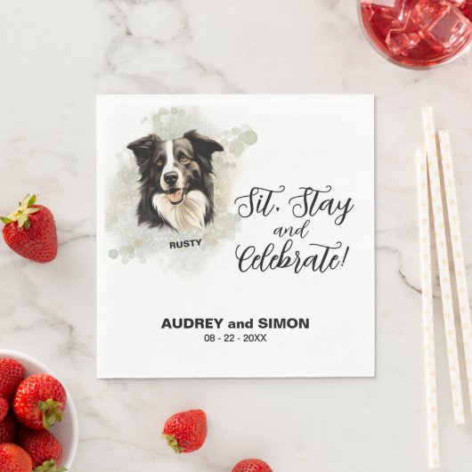 座って、ステイ祝&縁どコリー結婚ズ スタンダードランチョンナプキン (インサイチュ)