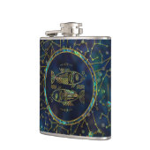 座の魚座〔占星術の〕十二宮図金ゴールドアワビ フラスク (左)