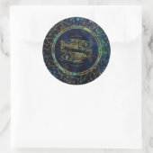 座の魚座〔占星術の〕十二宮図金ゴールドアワビ ラウンドシール (バッグ)