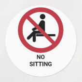 座らない、禁止のサイン ラベル (デザイン1)