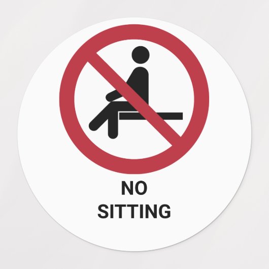 座らない、禁止のサイン ラベル (デザイン1)