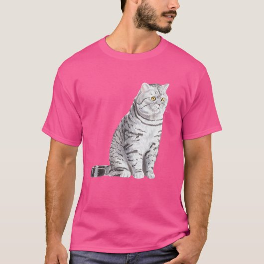 座るブリティッシュ・ショートヘア Tシャツ (正面)