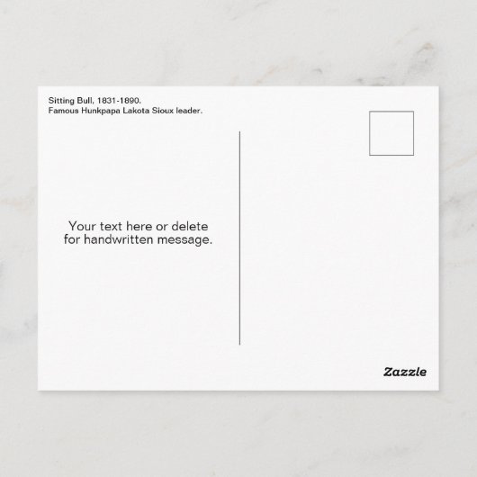 座るブルトライバル先住民アメリカンファーザーズデイ ポストカード (裏面)