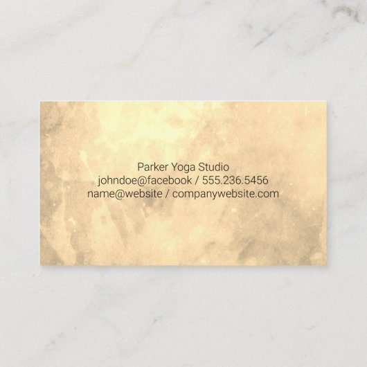 座るヨガポーズ | 金ゴールド水彩ブラシ仕上げ 名刺 (裏面)