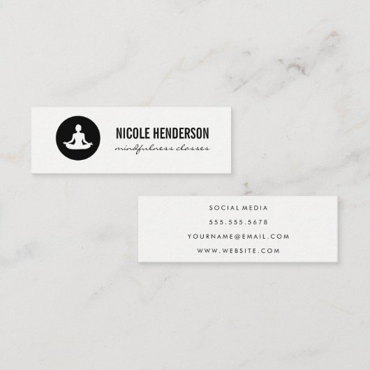 座るロータスポーズミニマリスト スキニー名刺 (正面/裏面)