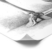 座るヴィンテージ考えスケルトンプリント ポスター (角)