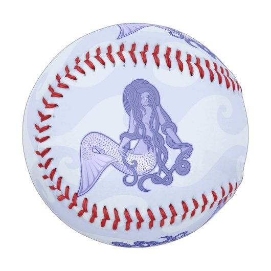 座る人魚 ブルー 野球ボール (裏面右)