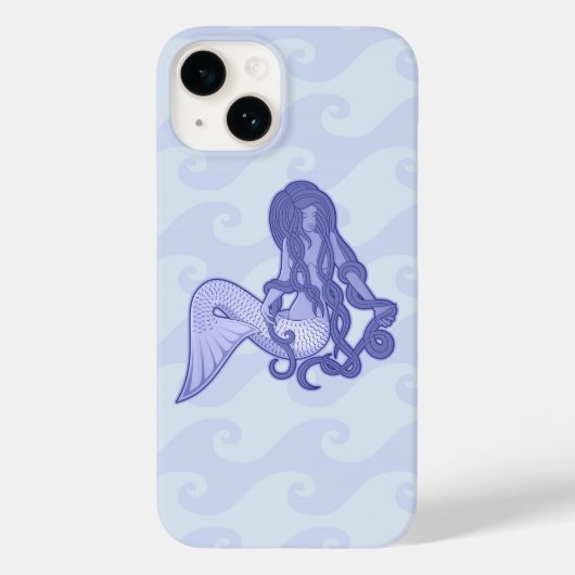 座る人魚 ブルー Case-Mate iPhoneケース (裏面)